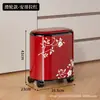 Papelera estética de alta gama con ruedas y tapa de pedal, adecuada para uso doméstico, se puede mover a espacios estrechos, ideal para sala de estar y cocina, hecha de plástico de lujo ligero