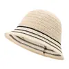 Sombrero de Pescador de Punto Rayado de Hilo Estilo Nuevo para Mujer, Sombrero de Sol Nuevo Estilo Coreano para Primavera y Verano, Sombrero de Sol Transpirable Casual