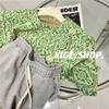 Camiseta Vintage Jacquard Gruesa Talla Grande Manga Corta para Mujer Primavera y Verano Moda Nicho Estampado Floral Suelta Cuello Redondo