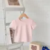 Camiseta de Manga Corta Básica Versátil de Color Sólido para Niños Verano 2026 Camiseta de Cuello Redondo para Niños y Niñas Ropa