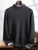 Camisa de cachemira para hombre, cuello redondo, siete agujas, gruesa, cálida, talla grande, interior, color liso, moderna