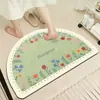 Tapete de Chão de Lama Diatomácea Estilo Campo Francês Resistente ao Desgaste Resistente à Sujeira Tapete de Chão para Banheiro Altamente Absorvente Fácil de Limpar Tapete Antiderrapante Tapete para Porta de Banheiro