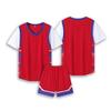 Lote directo de fábrica 2024 nuevo traje de uniforme de baloncesto de manga corta falso de dos piezas para niños niñas entrenamiento de baloncesto Jersey uniforme de equipo