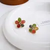 Pendientes Florales Coloridos Retro Estilo Coreano para Mujer, Versátiles, Pendientes de Alta Gama, Pendientes de Nicho Únicos y Elegantes