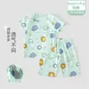 Traje de Algodón Puro de Manga Corta para Niños, Pijama de Verano, Ropa para Clima Templado, Conjunto de Ropa para Casa para Niños y Niñas, Niños Pequeños y Medianos
