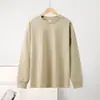 Camiseta de Manga Larga con Cuello Redondo de Color Liso Directa de Fábrica para Mujer Algodón Puro Abertura Holgada Cubre Vientre Top Otoño Invierno Versátil Capa Base