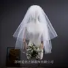 Perla Estilo francés Empaque independiente Vestido de novia para mujer Blanco Bordado de cuentas Floral no luminoso Blanco lechoso Cristal Chal