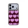 Estilo chica picante, bloques de color rojo vino, diseño de manzana con forma de corazón rosa, funda para teléfono para iPhone 18 Pro Max, también adecuada para iPhone 16 Pro y los nuevos modelos de iPhone 17 Pro/15