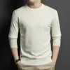 Suéter de Tricô Liso Genuíno Novo Hengyuanxiang para Homens, Suéter Branco Versátil de Gola Redonda para Outono e Inverno, Camada Base Espessa de Tamanho Grande