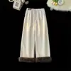 Pantalones retro de pana estilo americano para hombre, forrados de polar para invierno, gruesos, talla grande, cálidos, de corte holgado, pierna recta, estilo casual