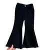Calças casuais de primavera e outono para meninas, calças flare slim fit estilosas e da moda estilo coreano com bordas desfiadas para crianças
