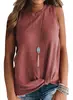 Nueva Camiseta sin Mangas Casual de Moda con Cuello Redondo y Dobladillo Retorcido de Amazon Transfronterizo Ebay, Disponible para Dropshipping