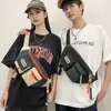 Mochila Ins de Marca Tendência Feminina Casual Estilo Japonês Bolsa Transversal Versátil Cor Contrastante Bolsa de Peito para Casal Bolsa de Ombro para Comutador Viagem Masculina