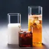 Taza Cuadrada para Bebidas de Alto Borosilicato, Taza de Leche, Taza Transparente Resistente al Calor para Té de Flores, Taza de Jugo y Café de Alto Valor Estético, Fabricante Directo
