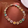 Traje de collar y pendientes de diamante ovalado europeo y americano exagerado luz de lujo alta gama cadena de clavícula nicho moda joyería al por mayor