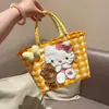 Bolsa Tejida a Mano de Gatito Gran Capacidad Cesta de Verduras DIY Bolsa de Playa Bolso de Recuerdo Bolsa de Regalo Navideño Bolsa