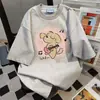 Camiseta de Manga Corta con Estampado de Cachorro de Dibujos Animados Divertida y Linda 2026 Nuevo Estilo Casual de Verano Top de Ropa de Trabajo Vintage