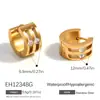 Brincos Yuhui de Aço Titânio Transfronteiriços com Diamantes Incrustados, Formato C Clássico Estilo Retrô, Banhados a Ouro Real, À Prova d'Água, Não Desbotam, Brincos de Aço Inoxidável
