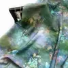 Novo Tecido de Algodão Brocado Estampado Digital Chinês Flores Borboletas Névoa Azul para Vestido Qipao Top Hanfu Tecido Artesanal DIY