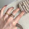 Estilo Antiguo Medio Lujo Industria Pesada Cara Brillante Incrustado Zircón Collar Anillo Doble Capa Diseño de Personalidad Única Sentido de Alto Traje