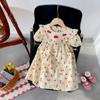 Vestido Infantil Ruffled Bordado de Morango 2026 Verão Novo Estilo Estampa de Frutas Vestido Boneca Infantil de Manga Curta