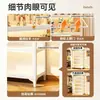 Vitrine de Vidro, Armário de Estatuetas para Sala de Estar, Estante de Aço com Portas, Armário de Armazenamento de Blind Box, Armário de Armazenamento em Camadas, Vitrine Estilo Creme
