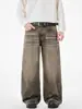 Ropa para Hombre Muqiu 2026 Otoño/Invierno Jeans Vintage Lavados Desgastados Bigotes de Gato, Pantalones Largos de Pierna Ancha Unisex