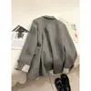 Blazer de diseñador gris estilo británico para mujer, nuevo traje de moda de moda para el trabajo, primavera y otoño 2026