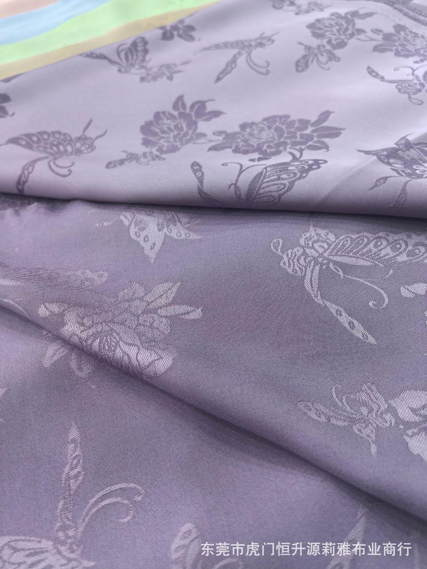 新款钻石丝提花面料 亮丝蝴蝶提花布 潮流国风旗袍连