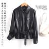 Nueva Chaqueta de Cuero Pequeña Traje Pequeño de Haining para Mujer Primavera y Otoño Solapa Corta Ajustada Biker Talla Grande Chaqueta de Cuero Abrigo