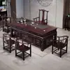 Mesa de té china antigua de color rama ácida y juego completo de sillas para oficina en casa, sala de estar, kung fu, madera maciza, mesa de té de alta calidad