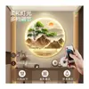 Nova Pintura Decorativa Redonda para Hall de Entrada Estilo Chinês Pintura para Pendurar em Corredor Água Corrente Traz Riqueza Pintura de Paisagem de Alto Padrão com Luzes Pintura de Nove Peixes