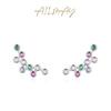 Pendientes de botón con circonitas arcoíris y burbujas de plata esterlina S925 para mujer, de estilo europeo y americano, con astas que combinan con todo, venta transfronteriza, pendientes de alta calidad.