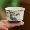 Fábrica Rocha Mineral Branco Cerâmica Xícara de Chá Azul e Branco Gato Pintado Xícara Pessoal Xícara do Mestre Xícara de Chá Conjunto de Chá Xícara de Chá