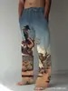 Pantalones de AliExpress de Venta Caliente Transfronterizos Sueltos Casuales Comercio Exterior Europeo y Americano Rectos Impresión 3D Cintura Alta Pierna Ancha