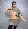 Estação Europeia Indústria Pesada Perfuração a Quente Suéter Feminino Outono e Inverno Novo Veludo Imitação de Mínk Moda Tie-Dye Estampado Solto Tricô Camisa Base