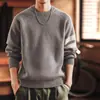 Suéter de punto de alta gama, peso pesado, con bloques de color para hombre, nuevo estilo otoño/invierno, capa interior cálida, suéter básico casual y cómodo