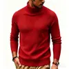 Otoño Invierno Nuevo Suéter de Cuello Alto para Hombre Ropa Interior de Punto Juvenil Rayado Ajustado Casual de Punto para Hombre