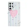 Funda protectora retro inglesa de corazón con rayas azules para Samsung Galaxy S24 Ultra, personalizable con tu propio diseño