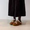 Versión en stock~ Zapatos Birkenstock sin cordones de cuero genuino para mujer, punta redonda de invierno, forrados de felpa, zapatos peludos cálidos, zapatos de algodón, zapatos de un solo color