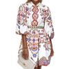 2026 Verano Nuevo Estilo Transfronterizo Europeo y Americano Comercio Exterior Ropa de Mujer Moda y Elegante Vestido Estampado de Cuello V con Mangas de Linterna