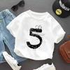 Camiseta Manga Curta Bebê Criança 1 Ano Número Aniversário Verão Nova Roupa Infantil Meninos e Meninas Desenho Animado Algodão Tops