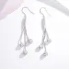 Brincos Longos Shambhala Banhados a Prata Estilo Coreano para Mulheres Brincos Shambhala de Bola Cheia de Diamantes Joias de Moda Simples de Cristal
