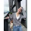 Pusumed Cárdigan de Punto Retro para Coleccionista con Cuello en V Falso Dos Piezas para Mujer Holgado con Temperamento Top Delgado de Abrigo