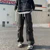 Calça Jeans Workwear Masculina Estilo Americano 2023 Outono Inverno Nova Marca Tendência Calça Casual Reta Moda Larga Perna Larga Longa Tendência