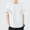 Camiseta Masculina de Manga Curta Verão Seda de Gelo Caimento Três Quartos Design de Top Marca Tendência Nicho Camiseta Casual Solta