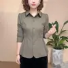 Camisa de Solapa Personalizada Estilo Nuevo de Primavera Talla M Ceñidor de Cintura Adelgazante Ropa para Madres Elegante Temperamento Adelgazante Versátil Manga Larga