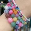 Estilo popular europeo y americano, disponible en varios colores, 21/19/17CM, 6/8MM, pulsera de piedra pulida por el viento, un accesorio versátil para parejas