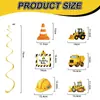 Set Temático de Vehículos de Construcción Transfronterizos para Fiesta de Cumpleaños Infantil, Incluye Excavadora de Construcción, Banderín, Adorno para Pastel, Decoraciones Espirales