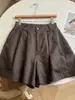 ¡Altamente Recomendado! Shorts de Ramio Lavado Vintage Color Café para Mujer, Adecuados para Verano, Te Hacen Ver Más Alta y de Piernas Más Largas, Pantalones de Pierna Ancha de Cintura Alta